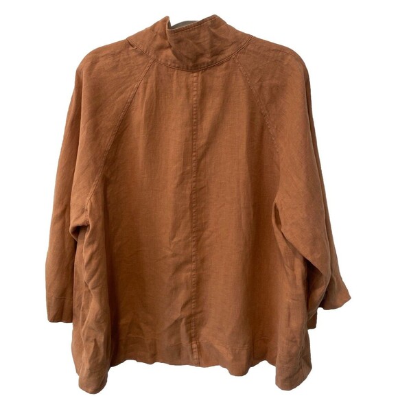 J Jill Womens Lagenlook Brown 100% Linen Pure Jill Elements Jacket blazer Sz L - Picture 7 of 8